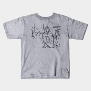 Distracted Boyfriend Yellow Cat Outline Kids T-Shirt